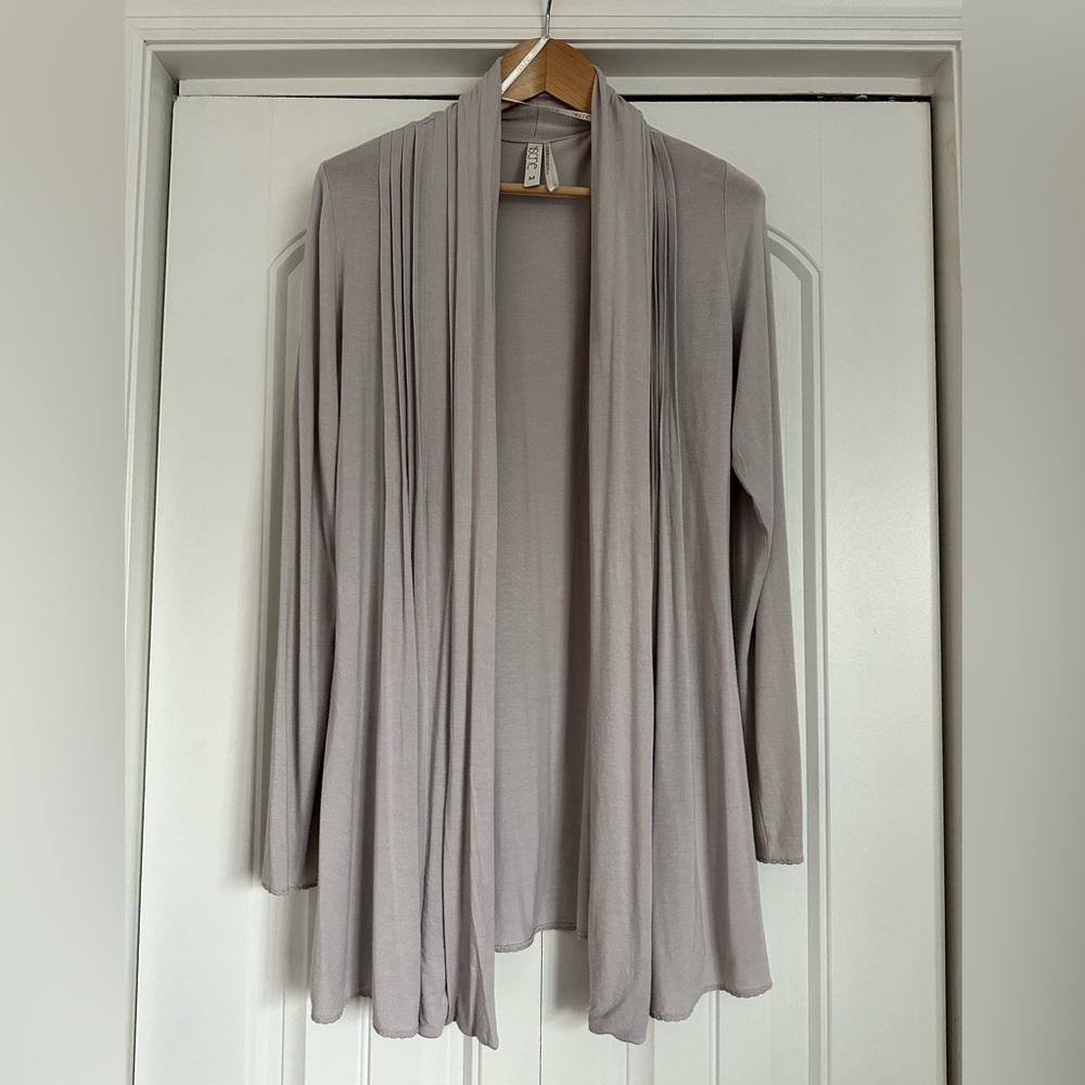 Dusty grey light purple draped cardigan sweater medium